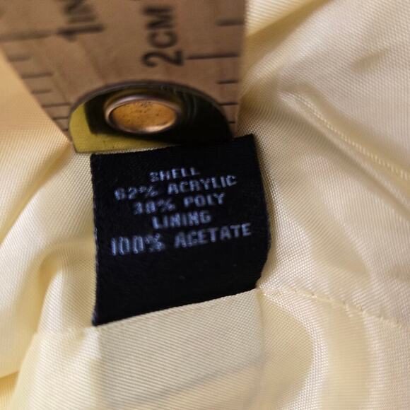 Vintage Y2K Perry Ellis Tweed Blazer 8 Yellow Old Money Prep Workwear Jacket - Picture 7 of 10